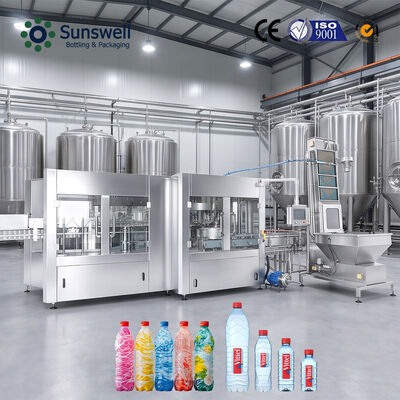 Automatyczna linia produkcyjna do rozlewania czystej wody 24000BPH 500ml, jednostka płukania, napełniania i zakręcania